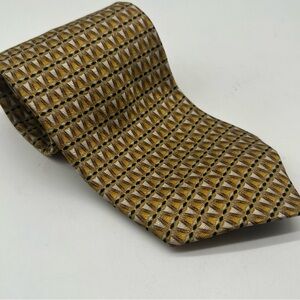 Domani Men's Geometric Gold and Black Tie 100% silk 3.3/4” W 57” L